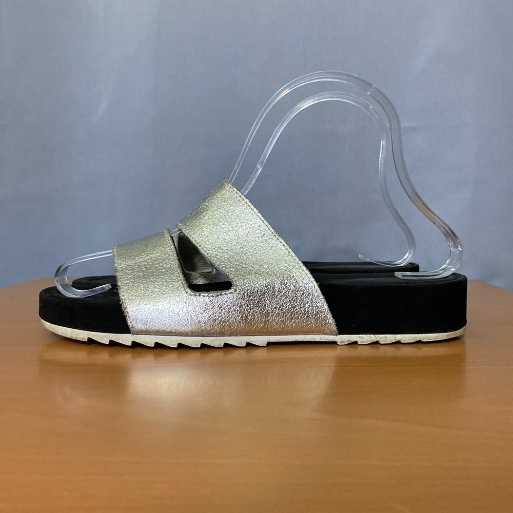 Clarks metallic leather slides